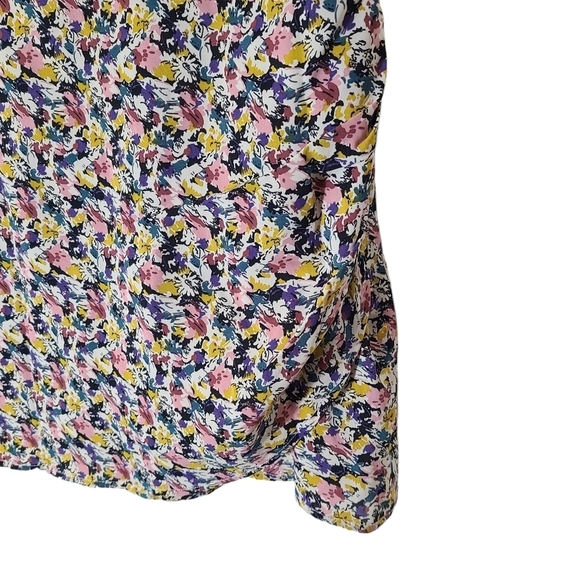 Molly Bracken colorful floral faux wrap style ruched mini skirt size Medium - Picture 3 of 7